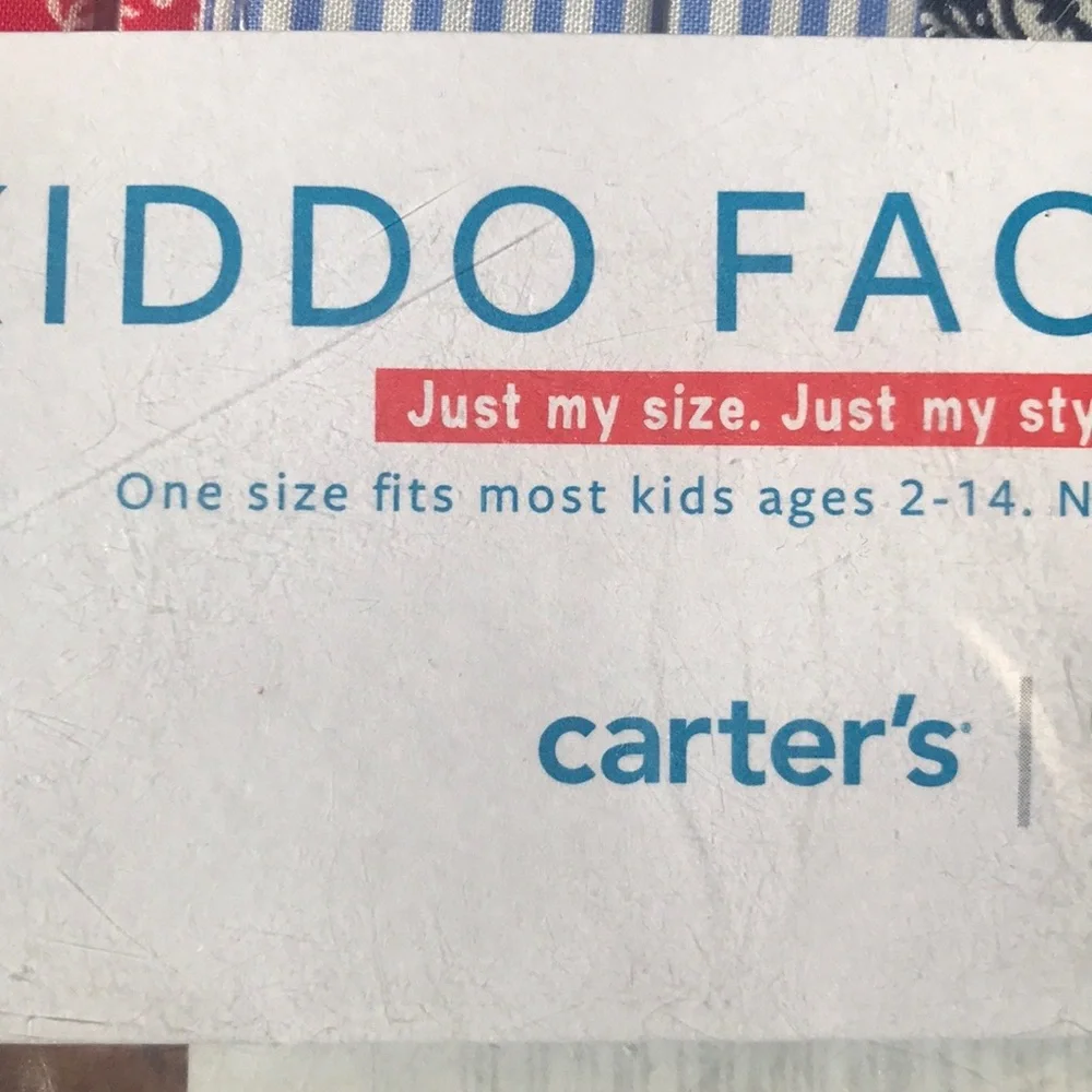 12 New Carter’s Kiddo Face Masks for Kids 2-14 y/o. 4 packs with 3 mask/ packs